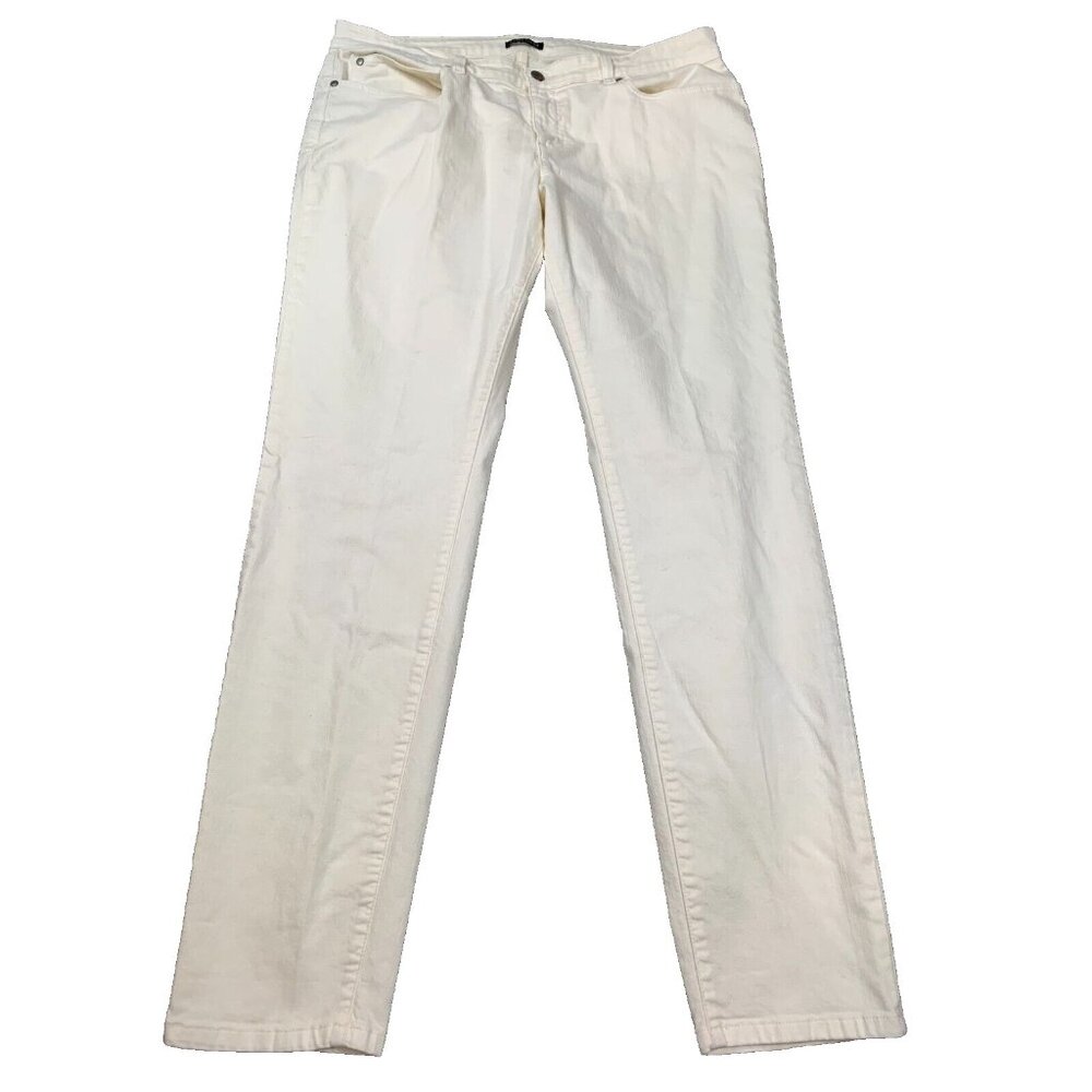Eileen Fisher Off-White Straight-Leg Cotton Pants